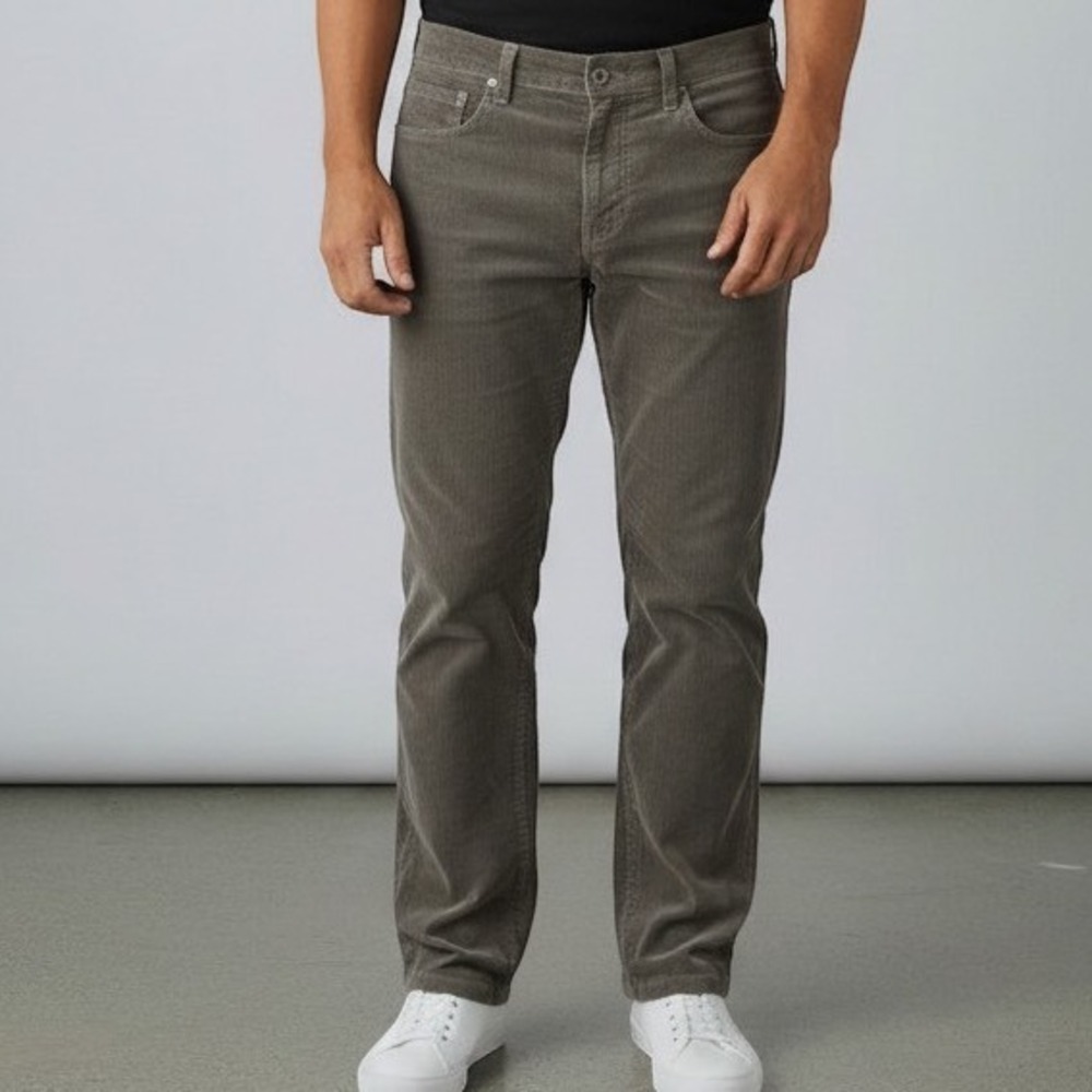 Calvin Klein Corduroy Pants Mens 34x30 Olive Gray Straight Leg Stretch